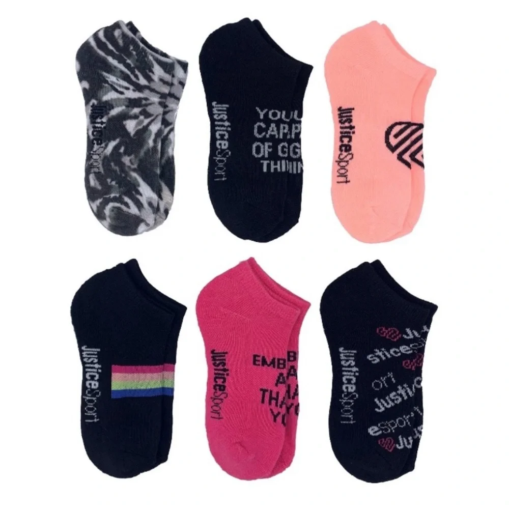 JUSTICE 6pair girl socks Size Large 4-10